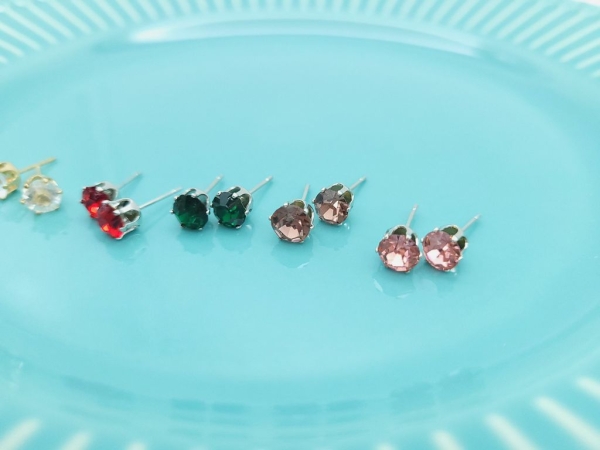 Glitzer Steinchen Ohrstecker Mix- 2 Paar Set